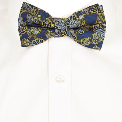 Navy paisley print bow tie